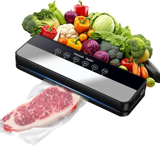 Machine Sous Vide Alimentaire 5 en 1, Appareil Sous Vide Alimentaire avec Mode Sec et Humide, 31 Sacs Sous Vide Inclus, Emballeur Sous Vide la Cuisine et la Conservation,Noir Noir-5-186