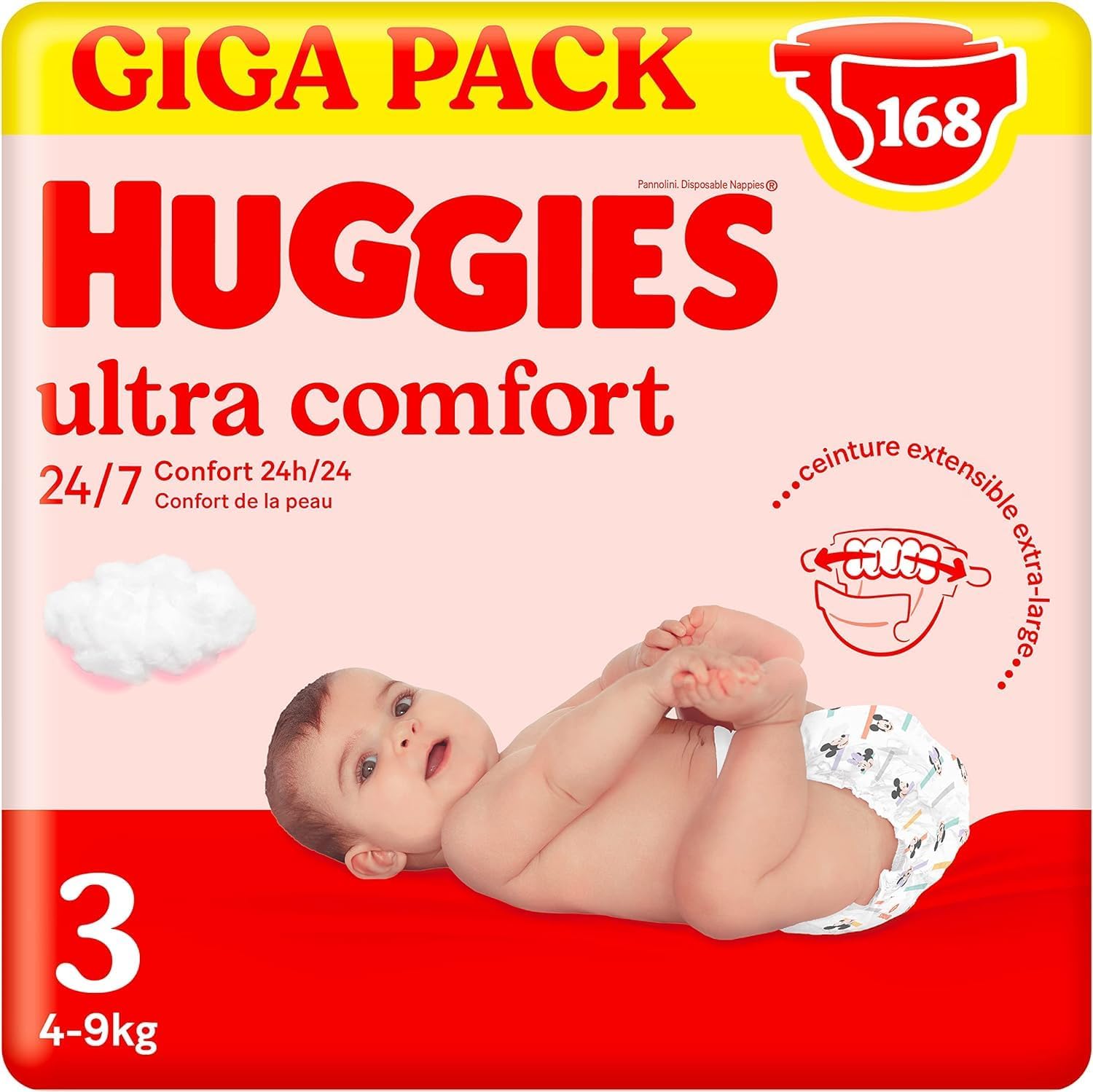 Ultra Comfort - Couches bébé Taille 3 (4kg-9kg) - 3 paquets de 56 couches - ceinture ultra douce - absorbtion rapide - sans parfum - chlore et latex - emballage recyclable
