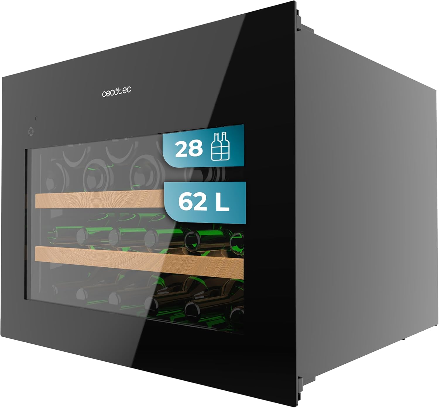 Cave à Vin Encastrée 28 Bouteilles Bolero GrandSommelier BI 28000 - Cave à vin encastrable, noire,capacité de 28 bouteilles, température 5-20 ºC, 2 clayettes en bois,compresseur, LED, tactile