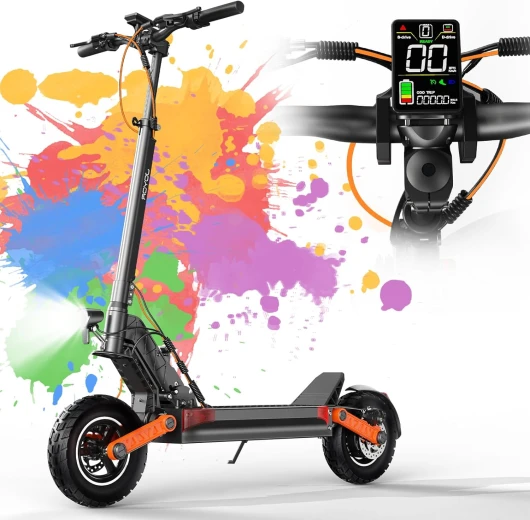 Trottinette Electrique Adulte S/T Serie Autonomie 50-90KM Batterie 48/60V 13/18/26Ah Moteur 600W/600W*2/1000W*2 Trotinette Electrique Puissante Tout Terrain Ultra Legere Double Suspension S5-600W 48V 13Ah(40-55KM)