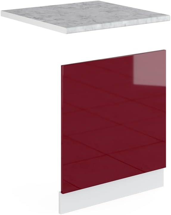 Façade R-Line, Rouge Brillant, 60cm sans PT Rouge Brillant Panneau lave-vaisselle 60 cm sans poignée