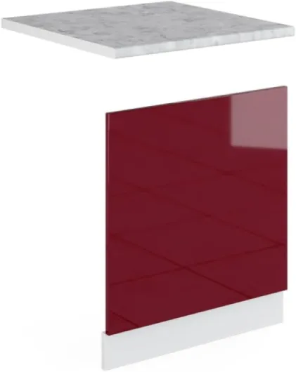 Façade R-Line, Rouge Brillant, 60cm sans PT Rouge Brillant Panneau lave-vaisselle 60 cm sans poignée