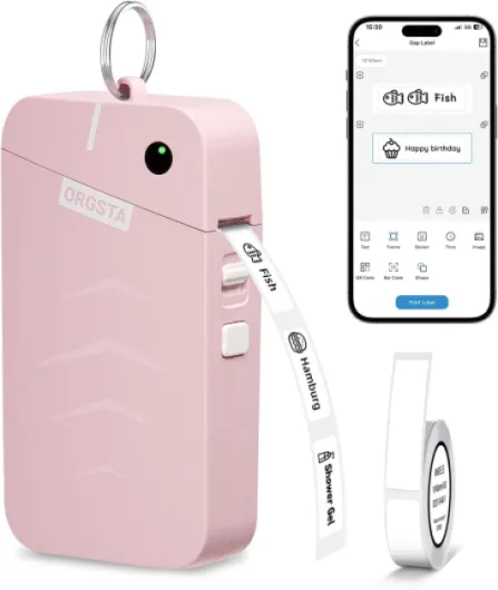 S001 Étiqueteuse Bluetooth Portable Imprimante d'Étiquettes Autocollantes 2000mAh Mini Étiquette pour Maison, Bureau, École, Cuisine personnalisées, Compatible iOS et Android Rose