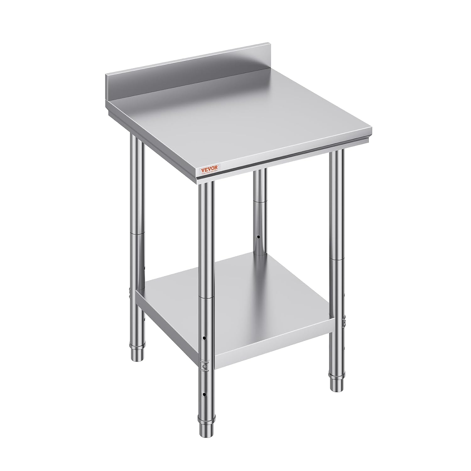 Mophorn Table de Travail Cuisine Inox 60x60x80 cm Plan Travail Cuisine 2 Étage Acier Inoxydable Charge 750 kg avec Accessoires de Montage pour Préparation Cuisine Aliment Repas Hôtels Bureaux Hôpitaux