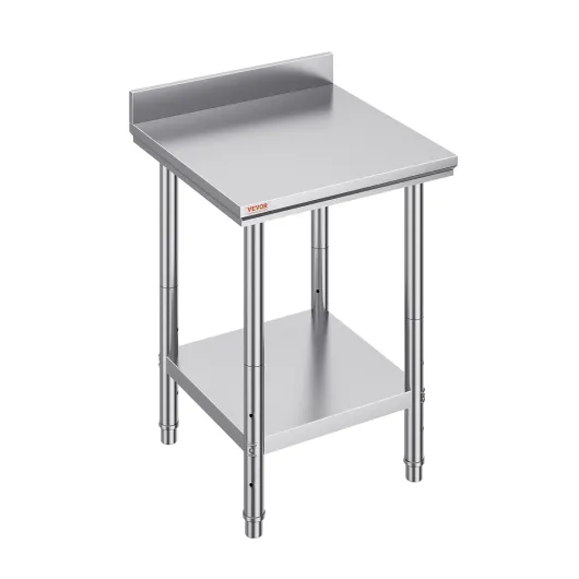Mophorn Table de Travail Cuisine Inox 60x60x80 cm Plan Travail Cuisine 2 Étage Acier Inoxydable Charge 750 kg avec Accessoires de Montage pour Préparation Cuisine Aliment Repas Hôtels Bureaux Hôpitaux