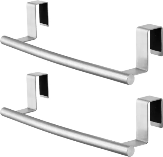 KES Porte Torchon Cuisine sur Porte de Placard Armoire Porte Torchons Acier Inoxydable SUS304 Porte Serviettes Porte Serviettes de Cuisine Barre de Serviettes Brossé 2 Pièces, KTH200S26-2-P2 Argent
