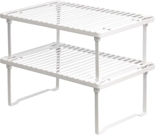 Métal Étagères de rangement de cuisine empilables, Blanc