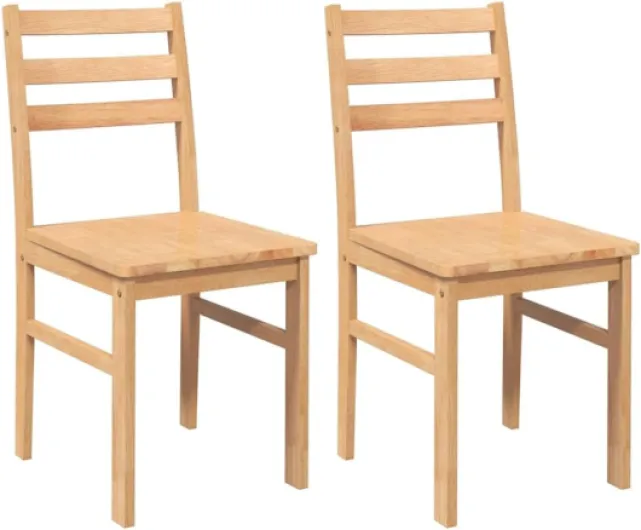Chaises à Manger 2 pcs Bois Massif Caoutchouc, Chaise à dîner, Chaise, Chaise de Salon, chaises à dîner, Chaise de Cuisine, Chaise d'accent Naturel