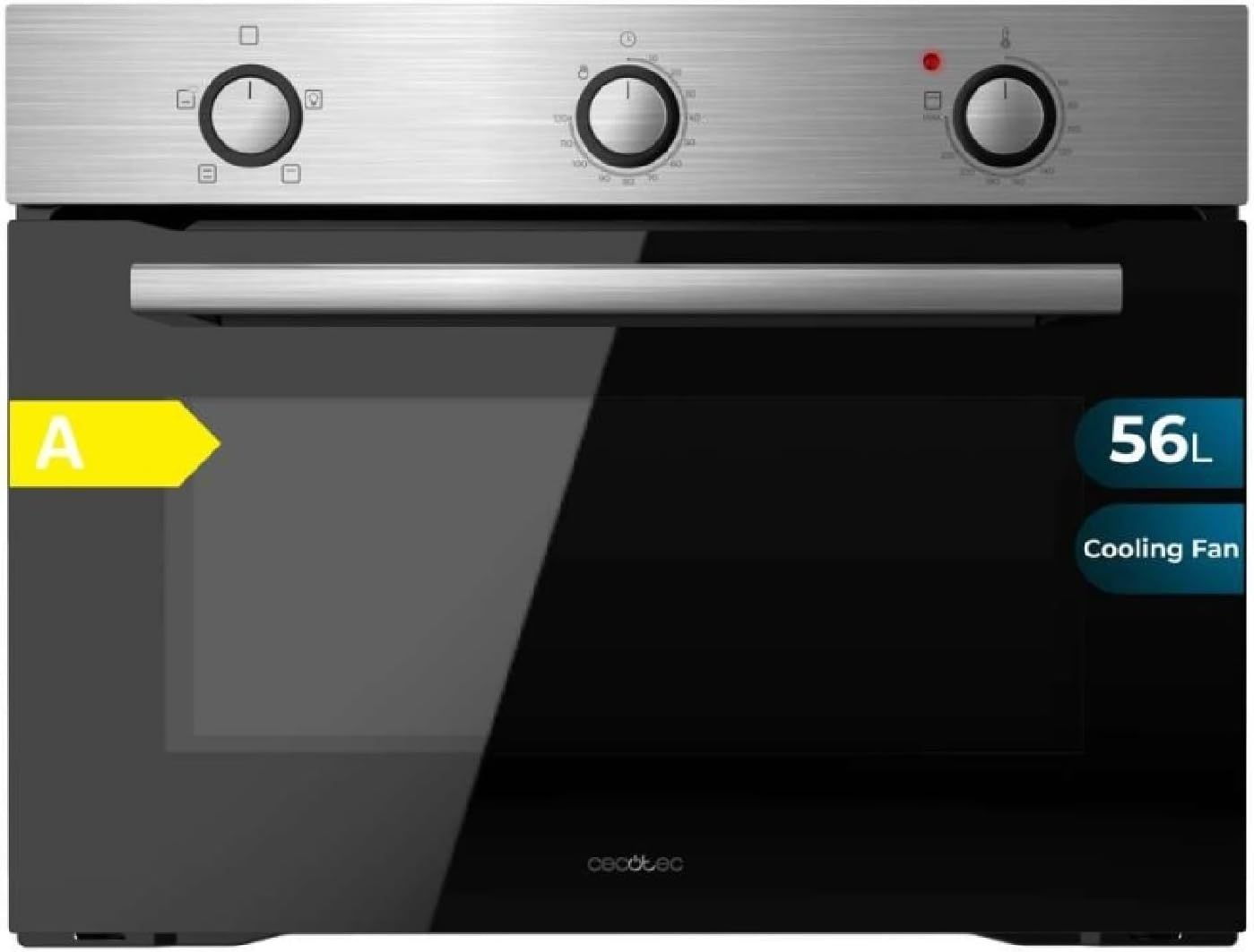 Four Encastrable 45 cm Bolero Hexa C134500 Inox A - 2600W, Capacité de 56L, Faible Consommation, 4 Fonctions, Minuterie, Nettoyage à la Vapeur, Cuisson à la Vapeur Noir - Détails Inox