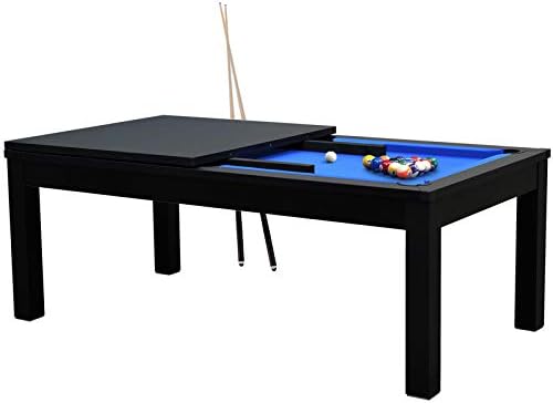 RENDEZ-VOUS DÉCO - Table de Billard Convertible Eddie - 8 à 10 Personnes - Billard en MDF/Tapis Acrylique - 213,4 x 111,8 x 81,5 cm - 99 kg Noir / Bleu