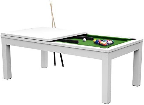 RENDEZ-VOUS DÉCO - Table de Billard Convertible Eddie - 8 à 10 Personnes - Billard en MDF/Tapis Acrylique - 213,4 x 111,8 x 81,5 cm - 99 kg Blanc / Vert