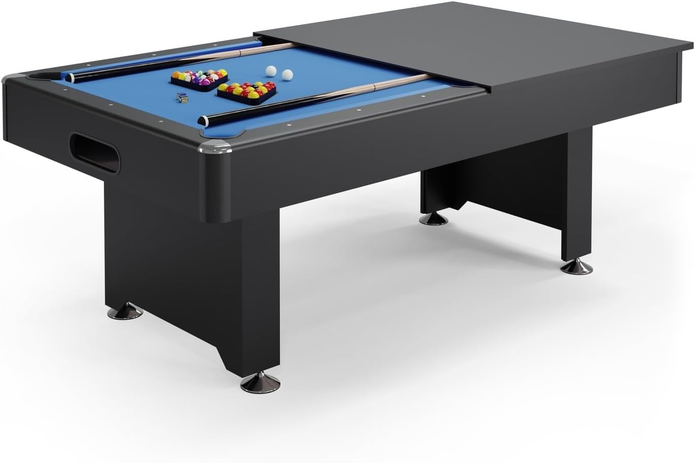 Billard américain - Tapis de Jeu en Laine, Retour de Boules Automatique et Accessoires Inclus Billard convertible tapis bleu