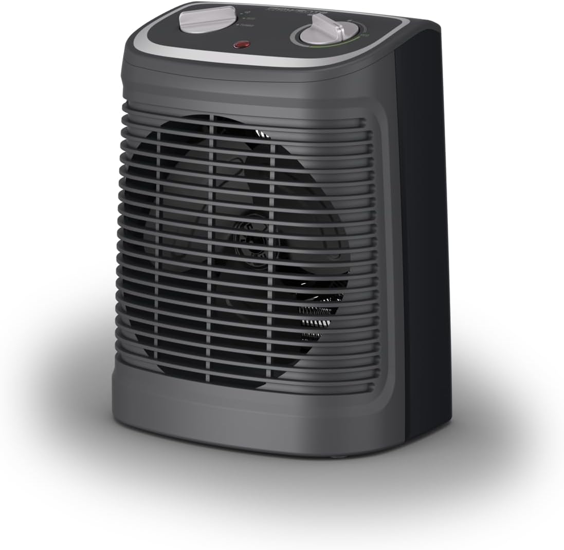 Radiateur électrique, Ventilateur, Soufflant, Chauffage d’appoint, Ventilation chaud/froid, 2 vitesses, 2400 W, Silencieux Instant Comfort Compact, Gris/Noir SO2330F2