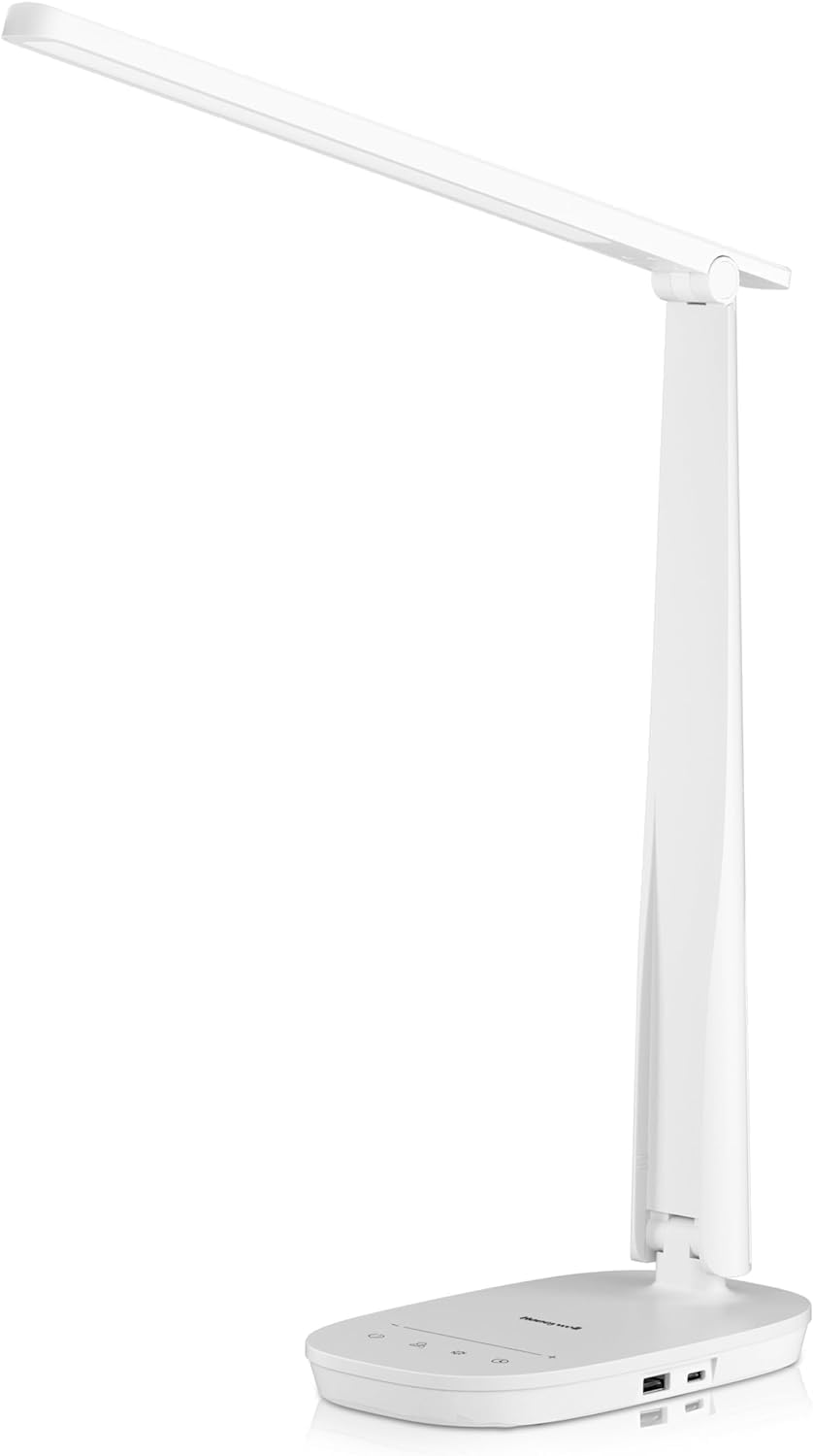 Lampe de bureau avec port de chargement USB - Lampe à poser LED Sunturux H2 à intensité variable pour adultes, table Porlampe à poser pliable pour la maison, la chambre à coucher Blanc