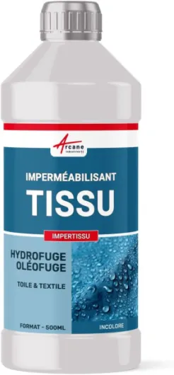 Imperméabilisant tissu, textile, hydrofuge, anti tache, produit pour toile, tente, ameublement, protection, store parasol, taud, nappe - 0.5 L (jusqu'à 5 m²) - ARCANE INDUSTRIES