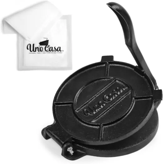 Tortilla et Machine à Crêpe – Fonte résistante – 20 cm– Parfait pour les Crêpes, les Tartes, les Rotis, les Raviolis – 100 Feuilles de Papier Sulfurisé en Bonus