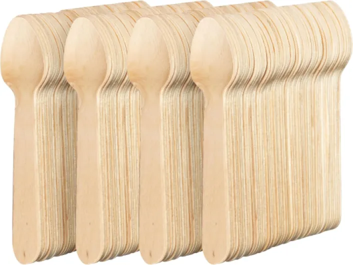 200 Cuillère Bois Set, Cuillere Jetable pour Desserts, Small Wooden Spoon - Solide & Écologique - pour Pique-Nique, BBQ & plus - 14cm Cuillères à thé