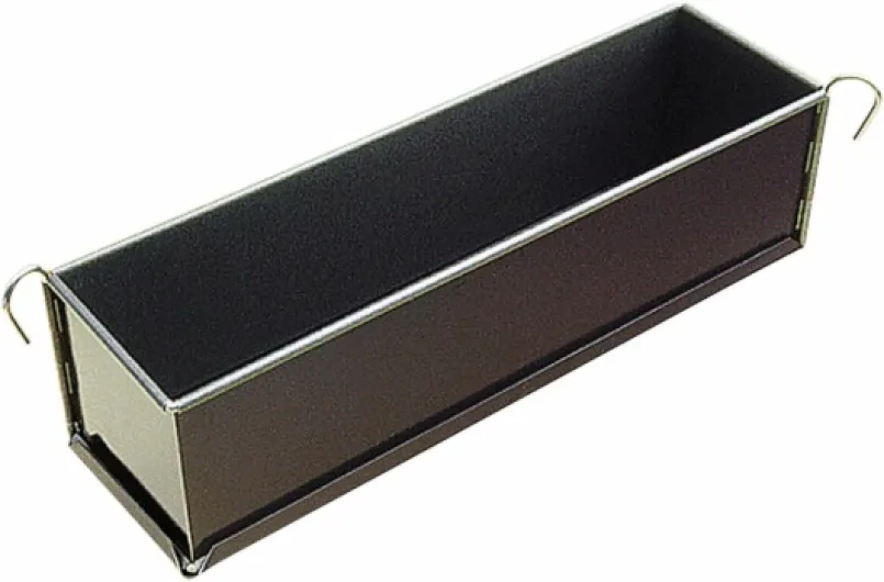 219730 Moule à Pâté Long Uni Anti-Adhérent à charnières Fond Démontable 40*8 cm, Brown