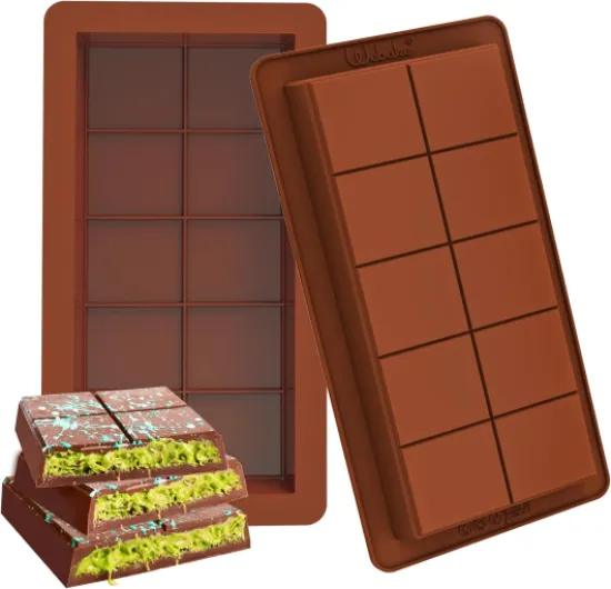 Webake moule tablette chocolat dubai en silicone LFGB Lot de 2 moules à tablette de chocolat profonds Barre de chocolat Moules à chocolat