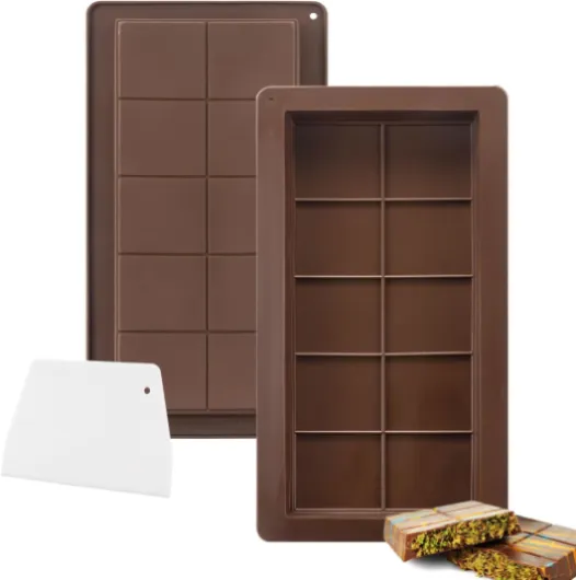 SPARKA Moule Tablette Chocolat Dubai, Moules À Chocolat Anti-Adhésifs Réutilisables, 2 Pièces Moule Tablette Chocolat en Silicone avec 1 Grattoir