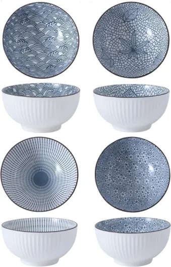 Bols Petit Dejeuner,Petit Bol Ceramique,Céramique Bowls de Céréale,Lot de 4 Bol à soupe,Ensemble de Bols céréales,pour Céréales,Soupe,Salade,Snack -12cm de Diamètre