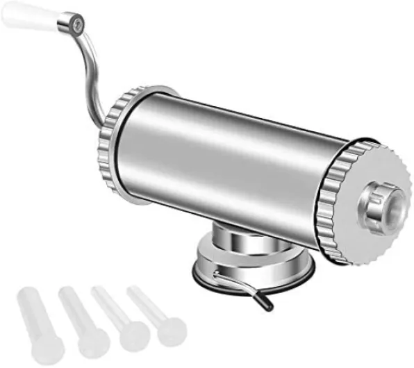 MASTER FENG Poussoir à Saucisse, en Aluminium Inoxydable à Saucisse Manuel avec 4 Tubes Embouts Remplissage de Professionnelle Poussoir à Viande (5LBS/3L (2LBS/1L (Horizontal))