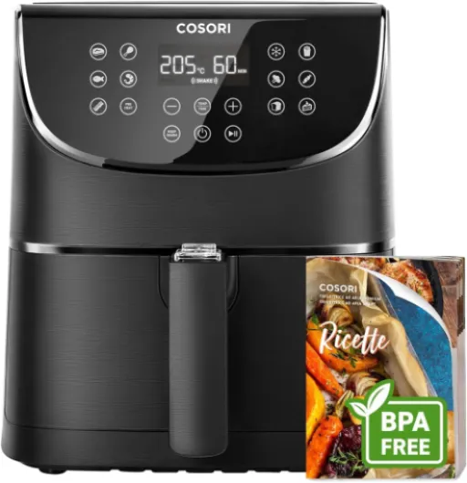 Air Fryer 5,5L avec 13 Fonctions, Friteuse sans Huile 1700W, Friteuse à Air Chaud avec 100 Recettes , et aussi Faites Cuire, Frire, Rôtir et Griller tous vos Aliments, Noir, CP158-AF Classiqur 5.5L