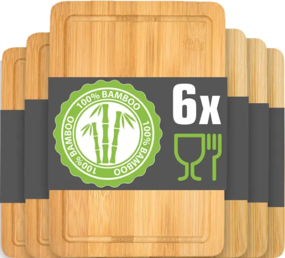 DuneDesign Lot de 6 : Petite Planche a Decouper - 22x15 Planche Aperitif Bois - Planche Petit Dejeuner Petite Planche de Bois - Planche a Charcuterie Apero - Planche à Découper Bambou Planche Bois
