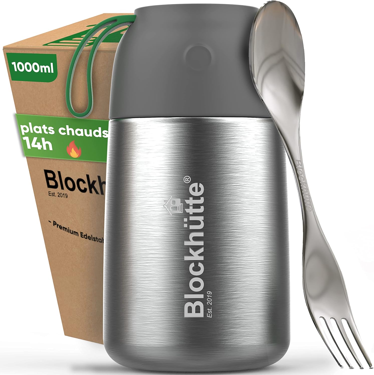 Boite Isotherme Repas Chaud en Acier Inox I 1L I Thermos Alimentaire, Étanche - Boite Alimentaire Isotherme Chaud jusqu'à 14h – Thermos Lunch Box est idéale pour le travail ou l'école 34oz