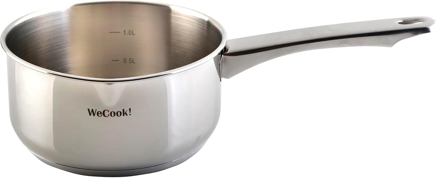 ! Casserole en acier inoxydable 18/10 avec bec verseur et échelle de mesure pratique, Ø 12 cm, cap - 0,7 lit., adaptée à tous les types de cuisinières dont induction PRO 12 cm