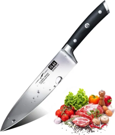 20CM Couteau de Cuisine Couteau de Chef Professionnel en Acier Inoxydable Couteau de Chef avec Manche en Bois Couteau à tout faire