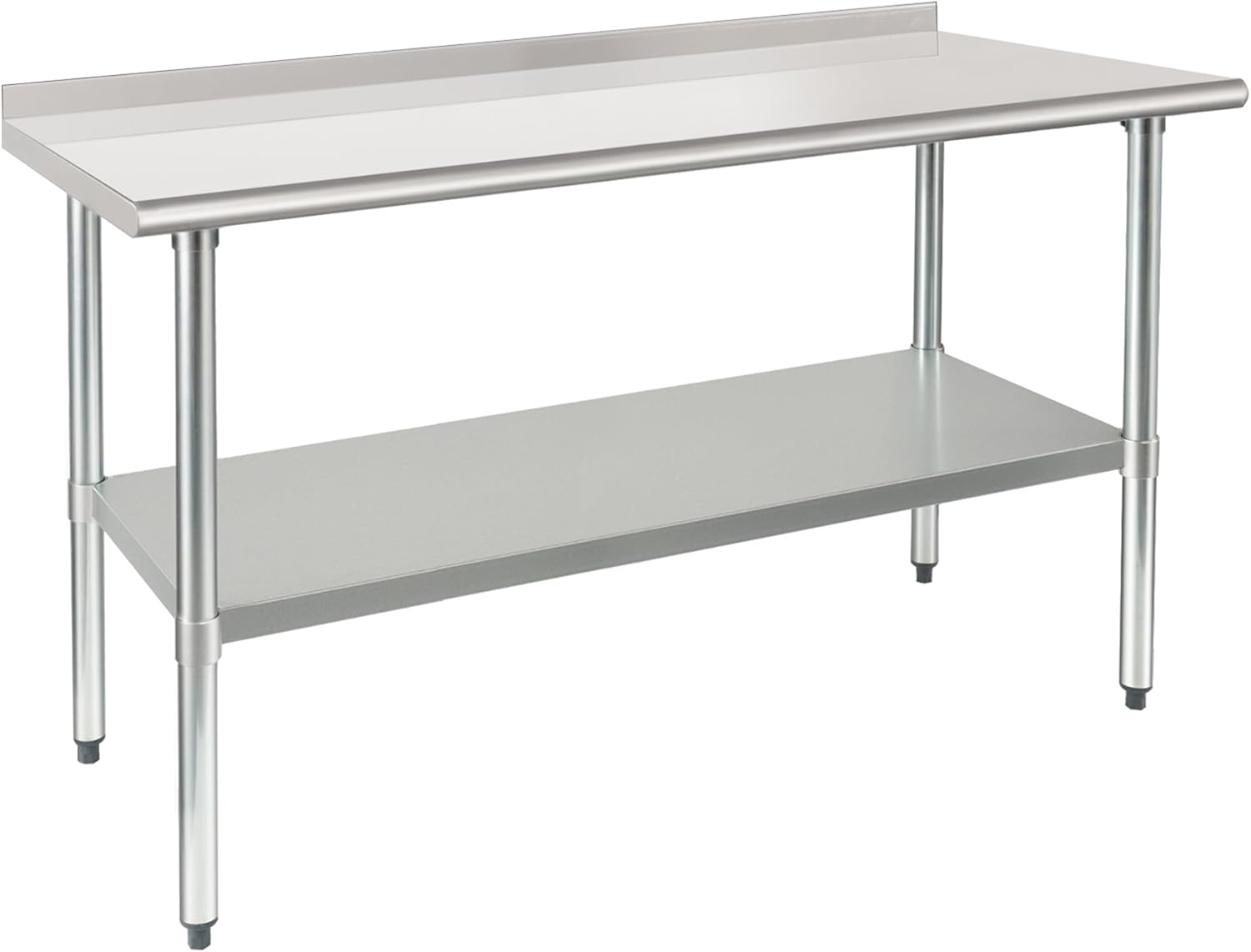 HARDURA Table de préparation des Aliments en Acier Inoxydable 61×152cm avec étagère et dosseret pour Restaurant, Cuisine, Maison et hôtel