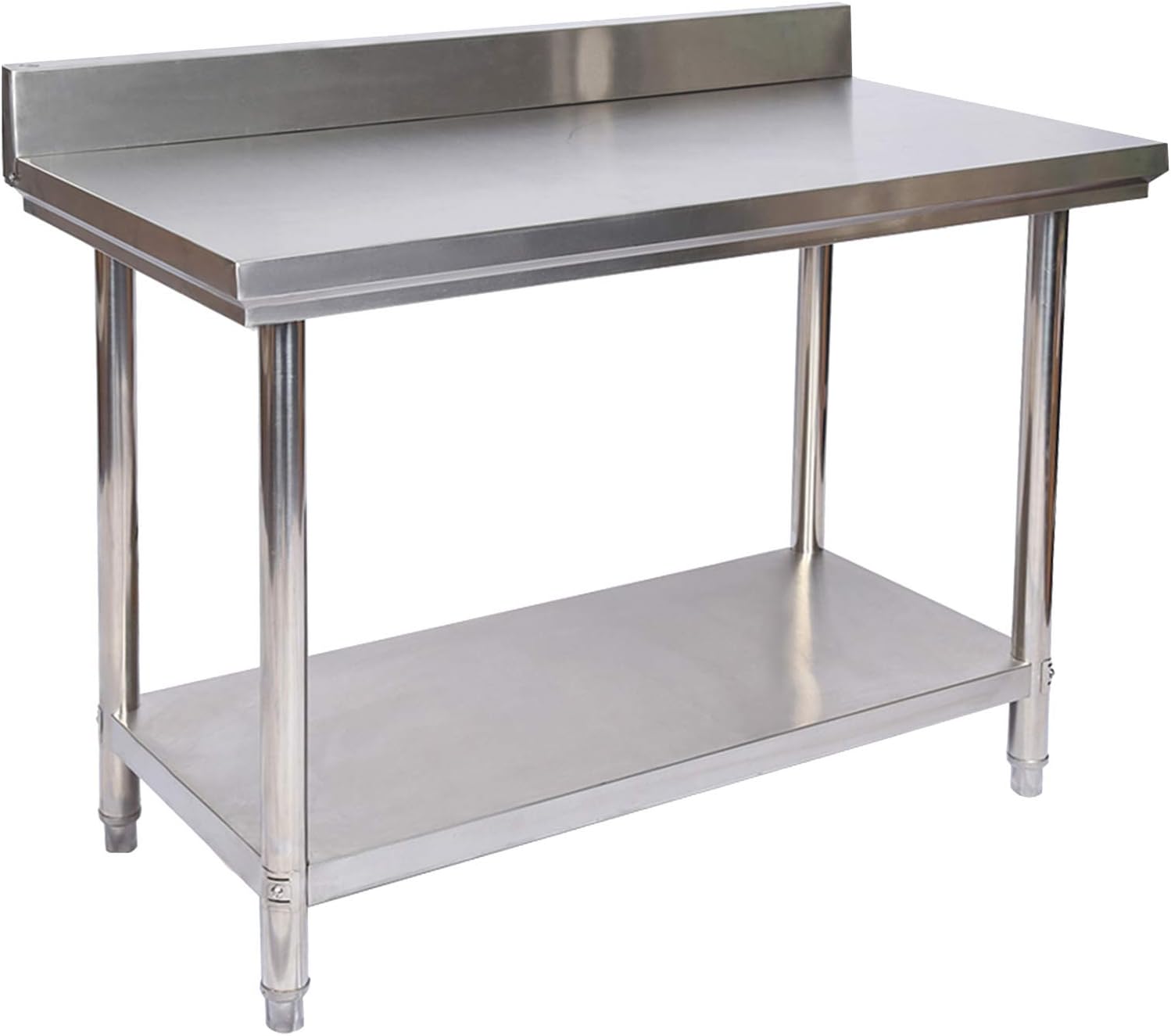 Table de Travail – 1000 x 600 x 850 mm – en Acier Inoxydable – avec Rebord de Protection et Plaque en MDF – Établi INOX Table INOX 100 cm x 60 cm x 85 cm avec bordure