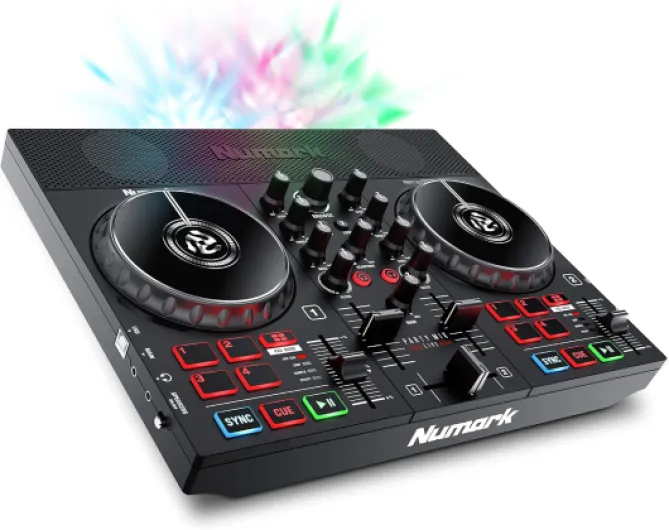 Numark Party Mix Live Platine DJ avec Enceintes Intégrées, Jeux de Lumière LED, Table de Mixage, avec Serato DJ Lite Party Mix Live - Noir