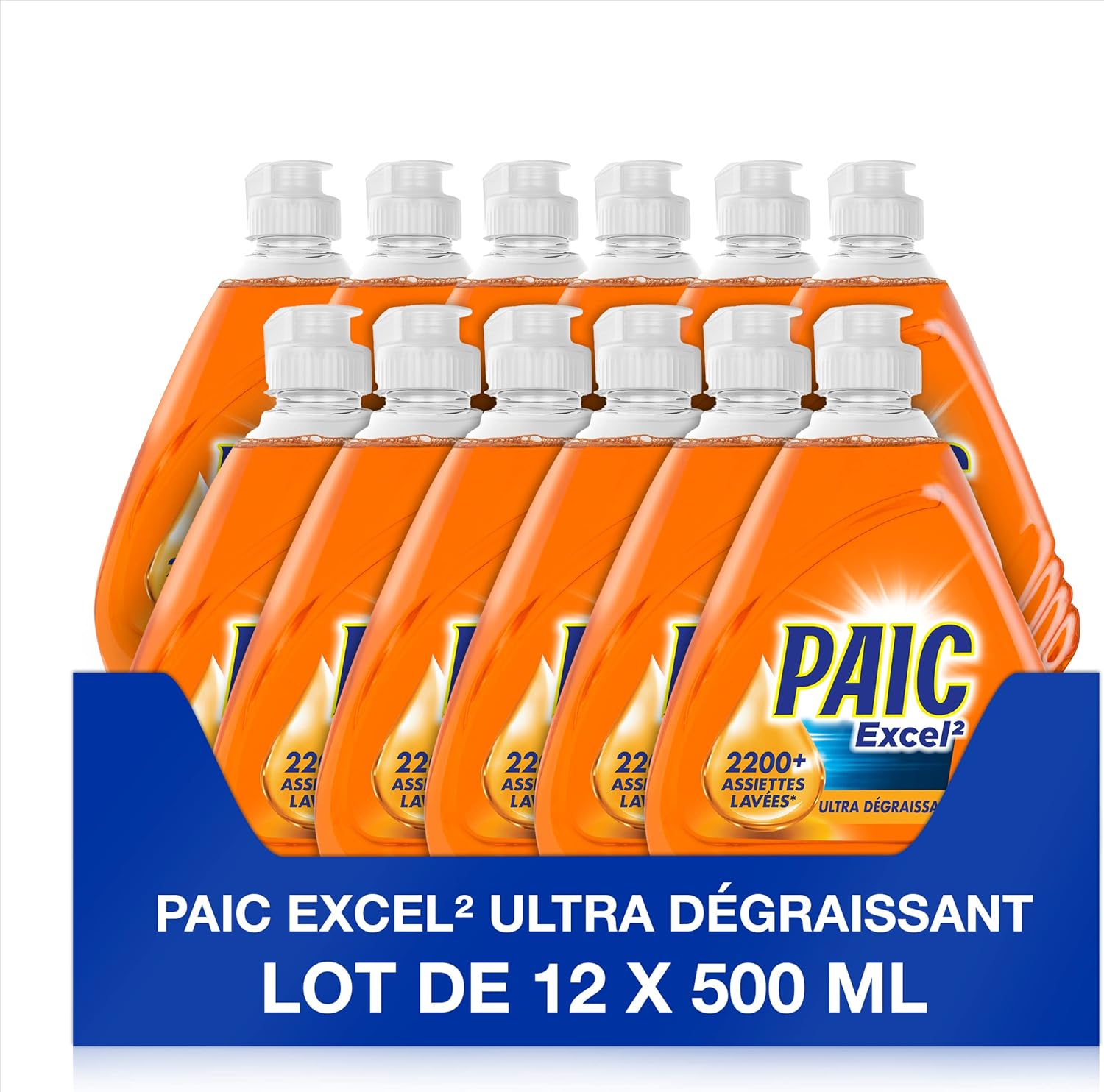 Liquide Vaisselle main Paic - Paic Excel² Dégraissant - Formule Active à Froid - Ultra-Dégraissant - 12 x 500 ml DEGRAISSANT X12