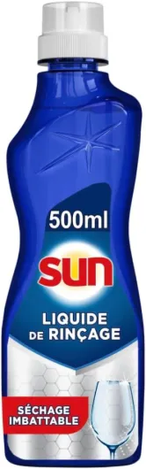 Liquide de Rinçage Séchage Lave-Vaisselle - Vaisselle 8x plus sèche - 2x plus de brillance - prévient les dépôts de calcaire sur la vaisselle - 500 ml 500 ml (Lot de 1) Sun Lave-vaisselle Liquide de rinçage Séchage 500 ml