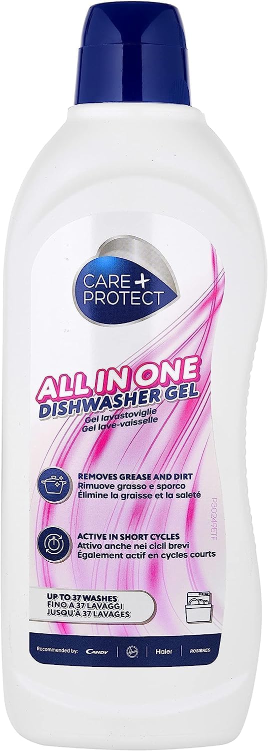 CARE+PROTECT Gel pour lave-vaisselle Tout en un - Dégraissant - Aide au rinçage - Sel - Neutralisant d'odeurs - Extra puissant sur la graisse et la saleté - Jusqu'à 37 lavages - 750ml
