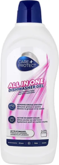 CARE+PROTECT Gel pour lave-vaisselle Tout en un - Dégraissant - Aide au rinçage - Sel - Neutralisant d'odeurs - Extra puissant sur la graisse et la saleté - Jusqu'à 37 lavages - 750ml