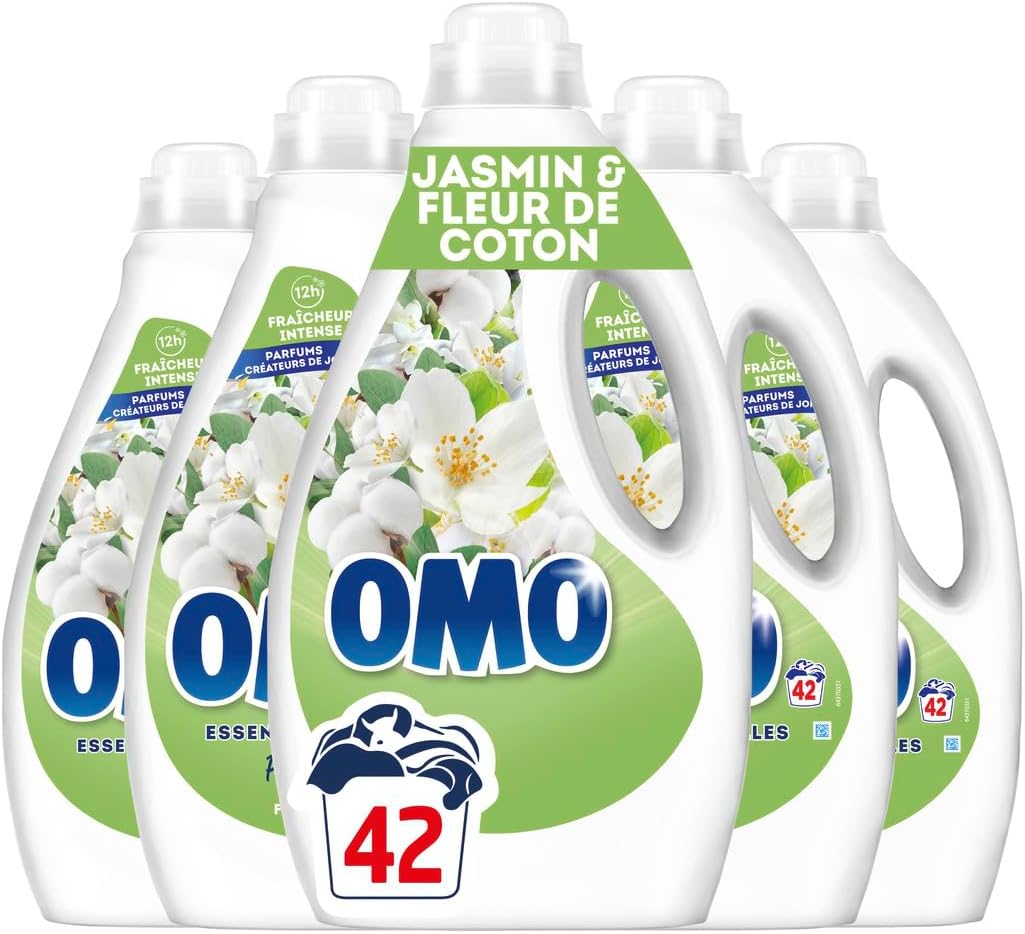 Lessive liquide Prendre l'air - 210 lavages - Jasmin et Fleurs de Coton - propreté éclatante & parfum longue durée aux essences naturelles (lot de 5x42) Jasmin et Fleurs de Coton 1.76 l (Lot de 5)