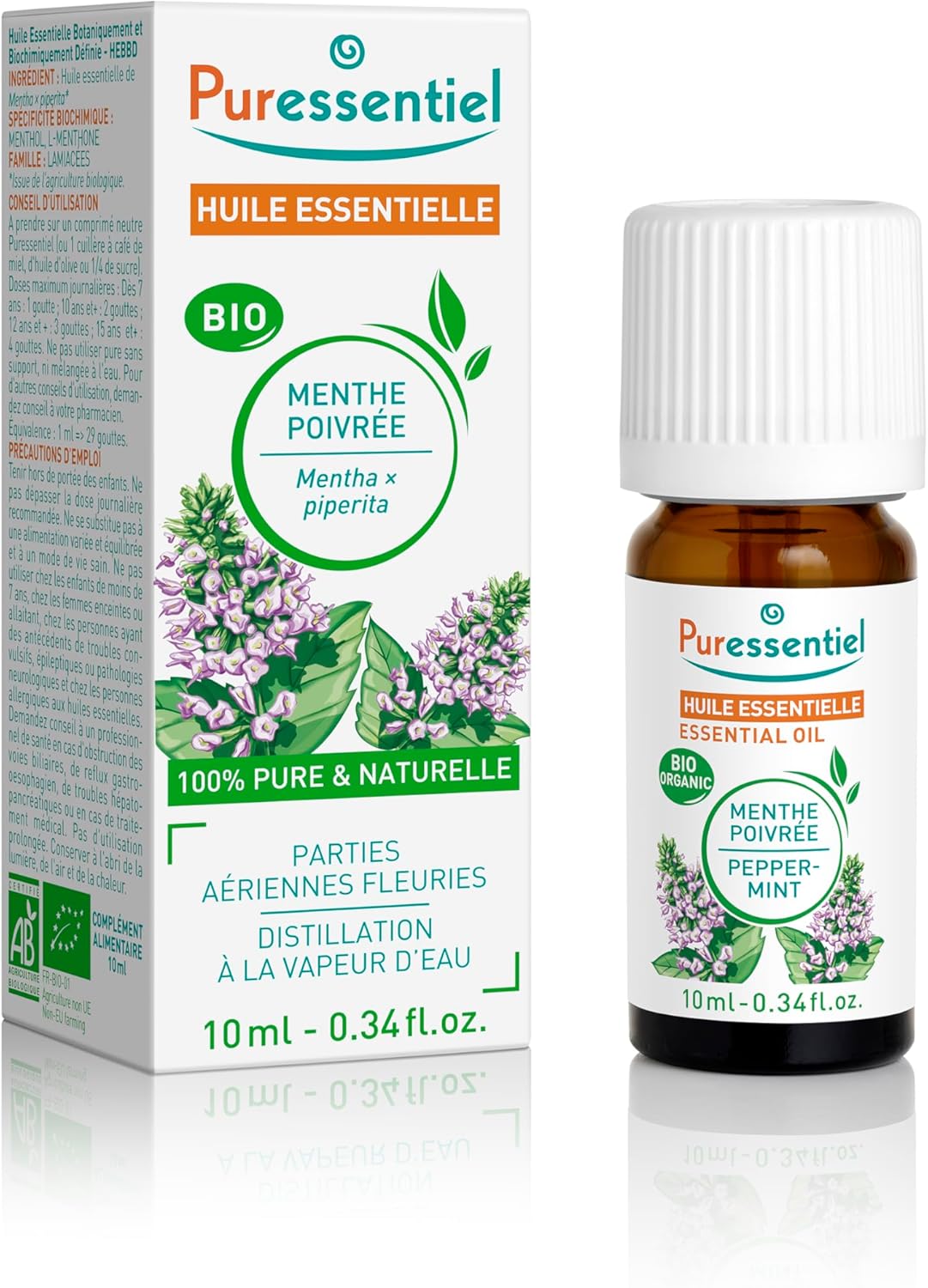 Huile Essentielle Menthe Poivrée - Bio - 100% pure et naturelle - HEBBD - 10 ml