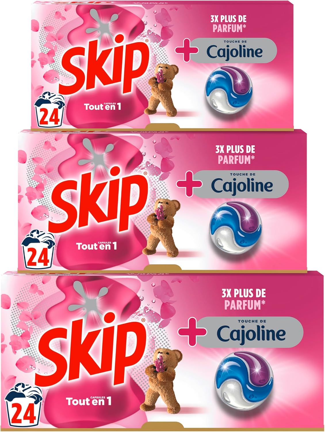 Lessive Capsules Tout-en-1 Touche de Cajoline 3 x 24 Lavages Cajoline Floral 24 unité (Lot de 3)