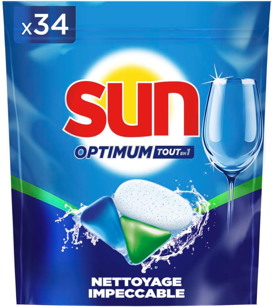 Optimum Pastilles Lave-Vaisselle Tout en 1 - 34 capsules - Regular - nettoyage impeccable & brillance éclatante - tablettes avec action dégraissante Classique 34 unité (Lot de 1)
