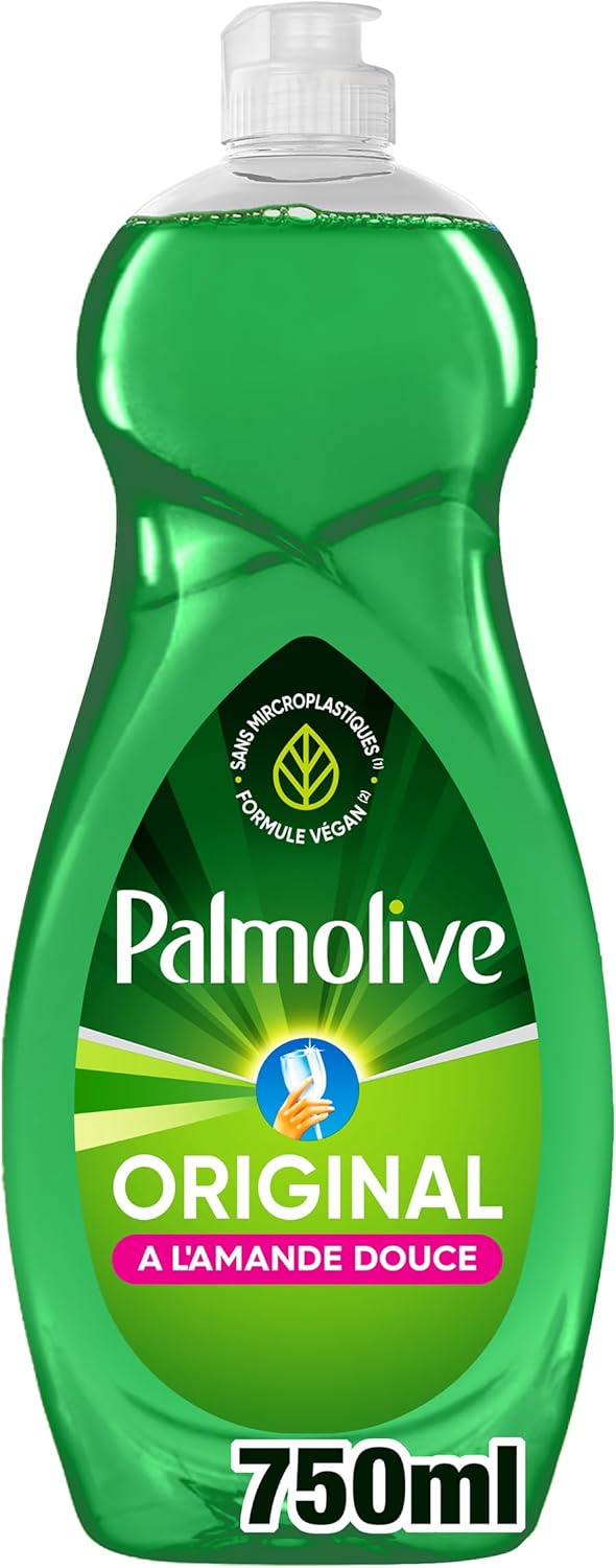 PALMOLIVE - Liquide Vaisselle Palmolive Original à l'Amande Douce - Respectueux de la Peau - Produit Dégraissant Pour une Vaisselle Étincelante - Flacon 750 ml Produit vaisselle 750 ml (Lot de 1)