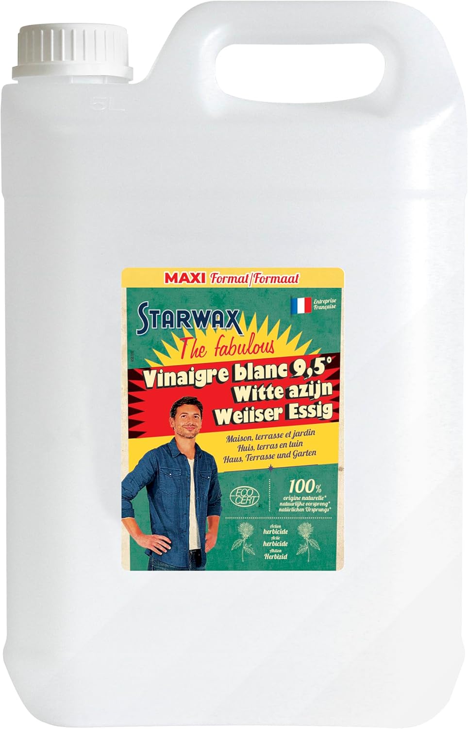 THE FABULOUS - Vinaigre Blanc Ménager 9,5° - Produit d'Entretien Multi-usage - 100% d'Origine Naturelle - - Sans Parfum - Fabriqué en France - Bidon 6 L 6 l (Lot de 1)