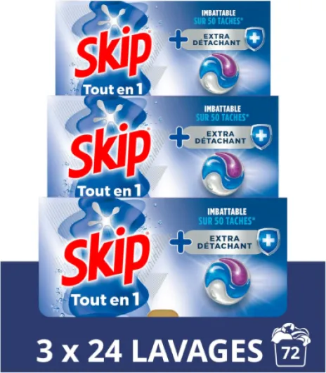 Lessive Capsules Tout-en-1 Extra Détachant 3x24 Lavages Extra Détachant 72 unité (Lot de 1)