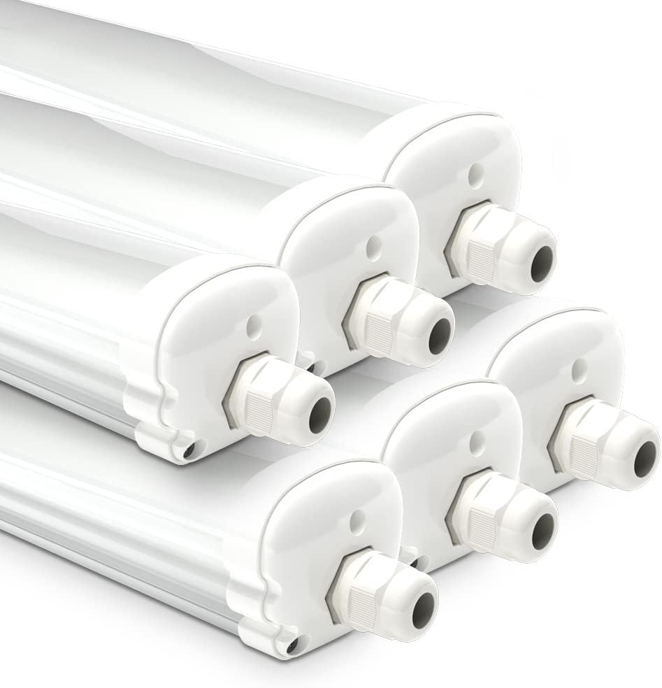 Lot de 6 Réglette LED 120 cm - IP65 extérieur étanche - 36W 4230 Lumens - 4000K neutre blanc - Connectable - pour Cave, Garage, et l'entrepôt - Lampe Fluorescente LED étanche 6 pièces