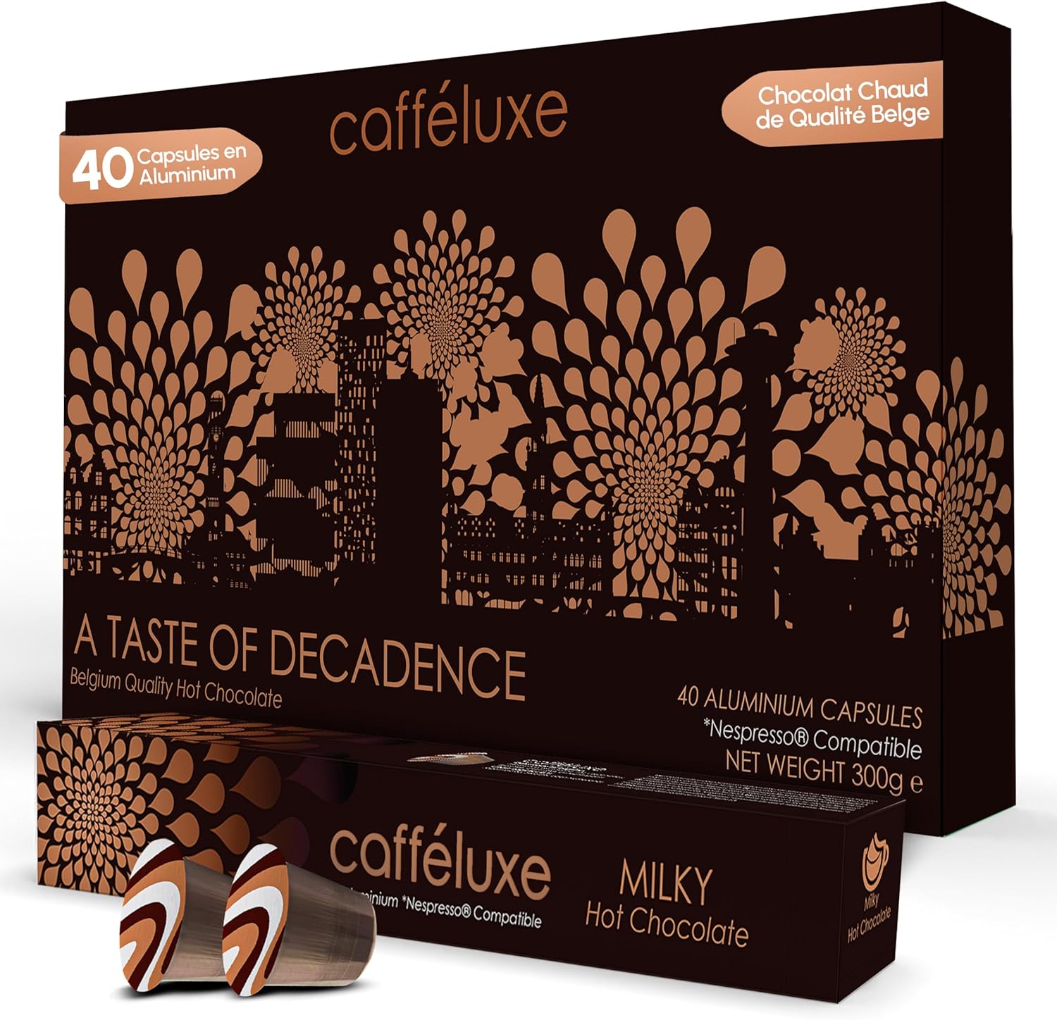 A Taste of Decadence Dosette Chocolat Chaud – Mélange Parfait de Chocolat Onctueux et Crémeux 40 Capsules – Capsules Inspirées du Chocolat Belge