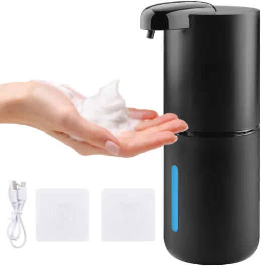 Behire Distributeur de Savon Automatique, 380ML Électrique Distributeur Savon Mousse Mural avec USB Rechargeable IPX5 Étanche Convient pour Cuisine, Salle De Bain, Ecole, Hôtel Mousse Mousse