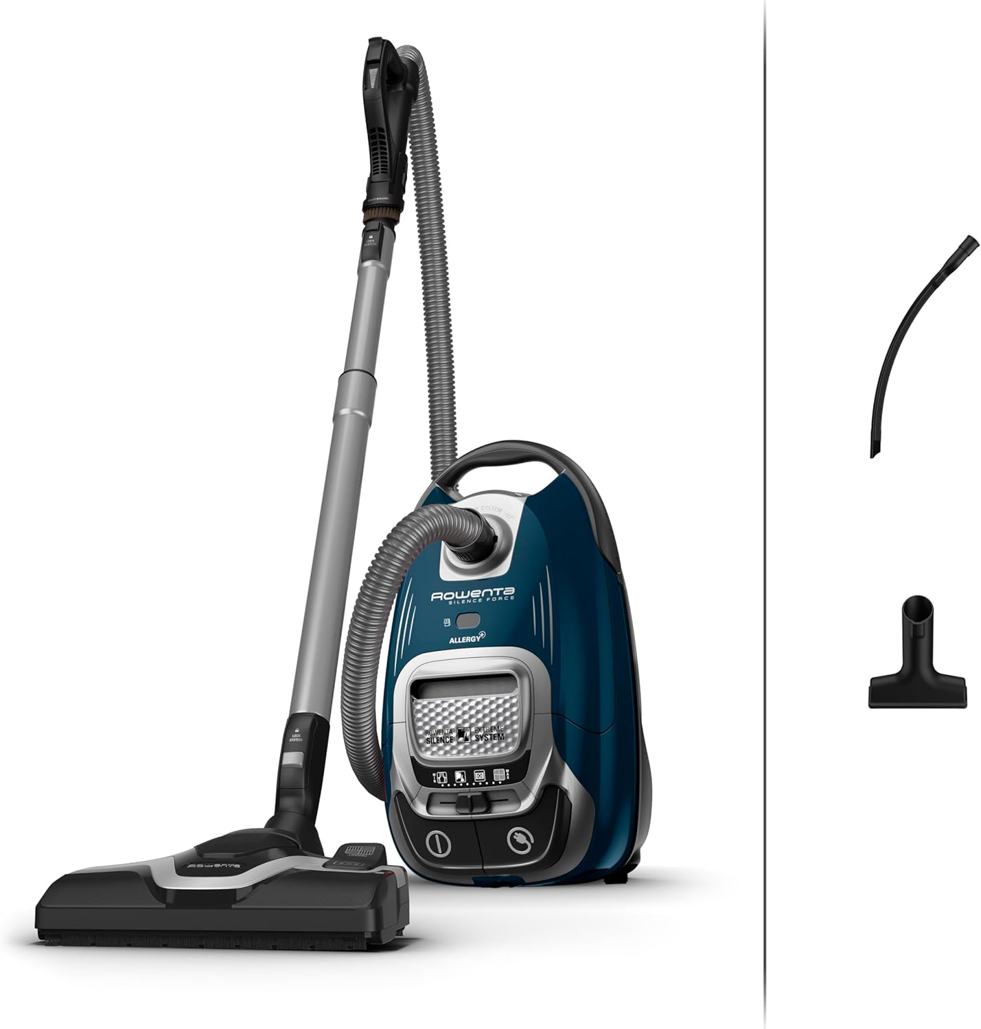 Silence Force Effitech Aspirateur avec Sac, Silencieux 57 DB(A), Basse consommation, Haute Filtration, Rayon d'action 12 m, Fabriqué en France RO7451EA, Bleu