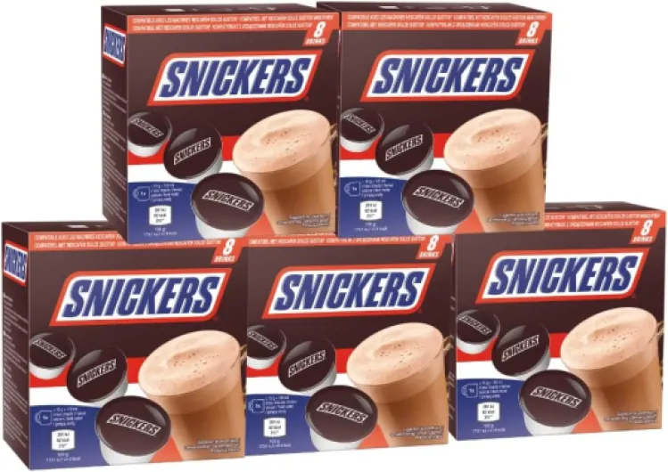 Snickers Hot Chocolate Dolce Gusto Capsules Compatibles - Boisson Chaude Originale Snickers Chocolat et Nougat aux Cacahuètes - 40 Capsules, 40 Portions